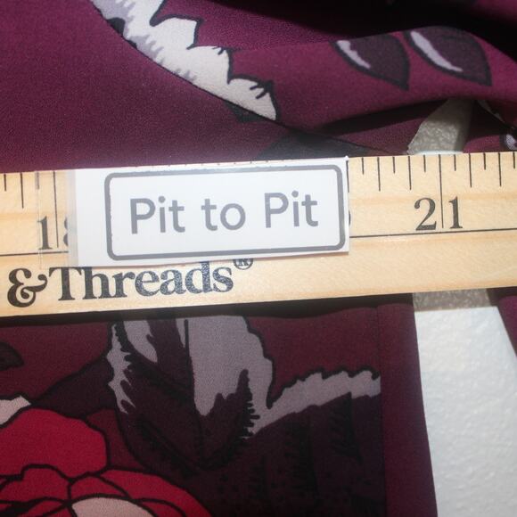 LOFT Women’s Floral Long Sleeve Blouse Size Medium Petite Purple Work Top - Picture 5 of 9